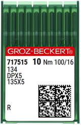 Agulhas GROZ‑BECKERT 134 / DPX5 / 135x5 Nº100/16 – Ponta R (Caixa 10)