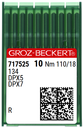 Agulhas GROZ‑BECKERT 134 / DPX5 / DPX7 Nº110/18 – Ponta R (Caixa 10)