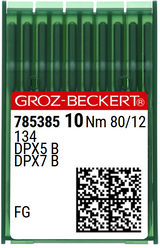 Agulhas GROZ‑BECKERT 134 FG / DPX5 B / DPX7 B Nº80/12 – Ponta FG (Ball Point) – GEBEDUR (Caixa 10)
