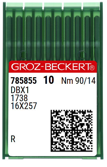 Agulhas GROZ‑BECKERT DBX1 / 1738 / 16x257 Nº90/14 – Ponta R – Caixa 10