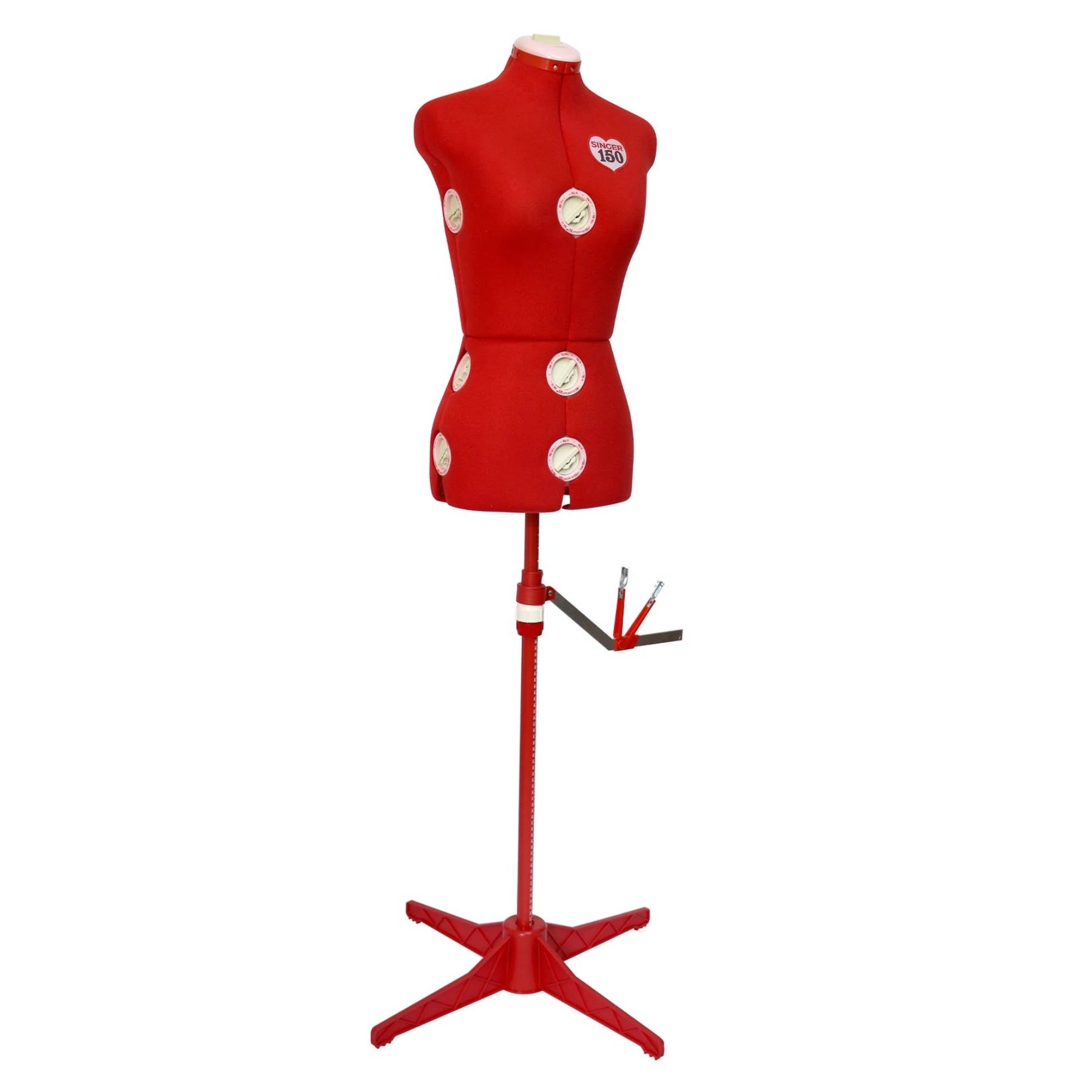 Manequim de Costura SINGER 150 Vermelho S‑M – Modelo Ajustável com 13 Regulações