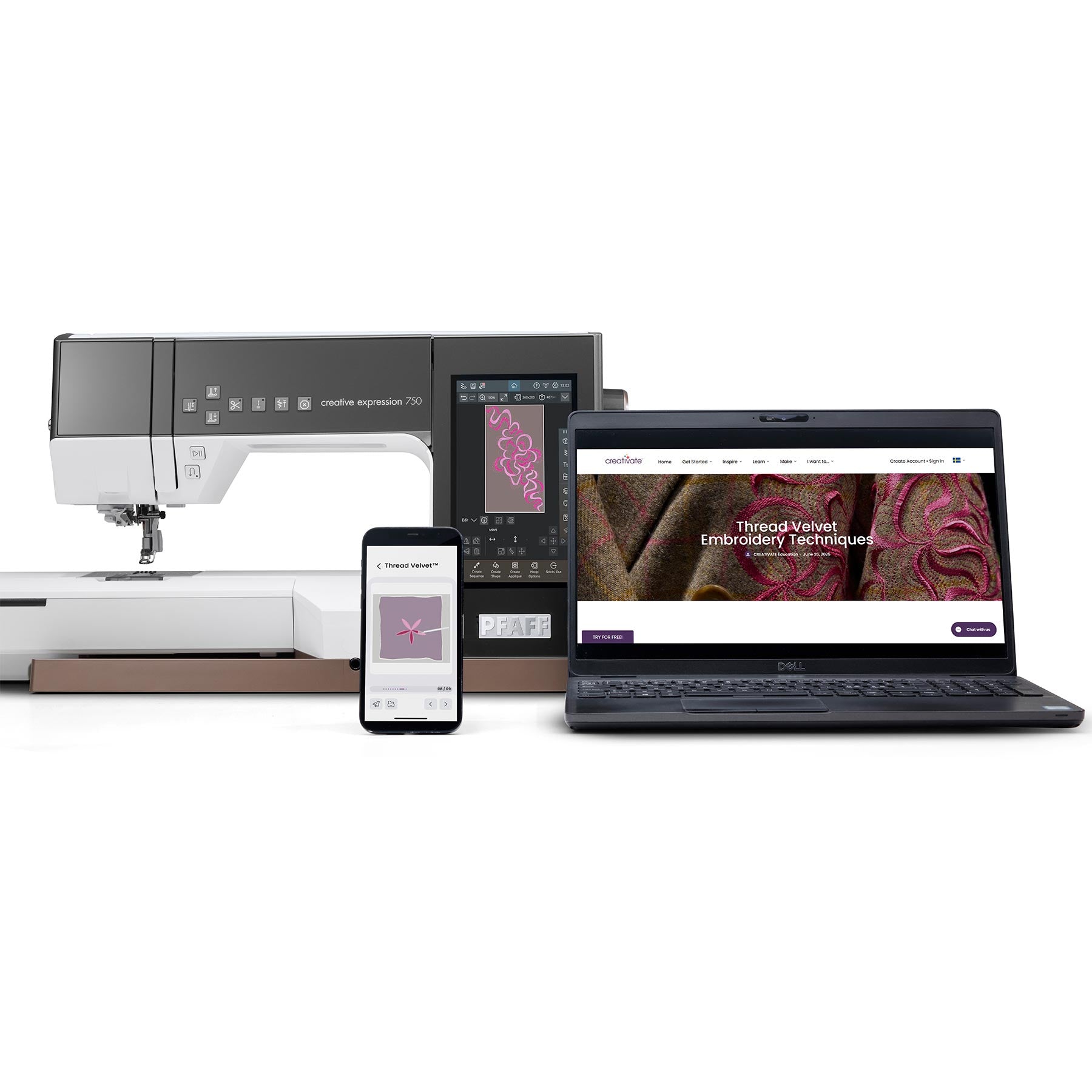 Máquina de Costura e Bordar PFAFF® creative expression™ 750